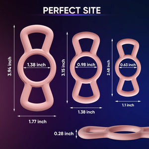 Silicone Cock/Penis Rings Set with 3 C-Ring Set - Helps Create Firmer and Thicker Erections - Side Tabs for Easy Removal and Adj