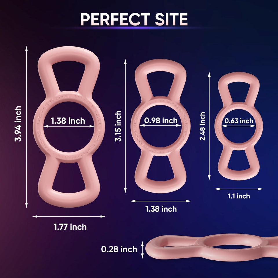Silicone Cock/Penis Rings Set with 3 C-Ring Set - Helps Create Firmer and Thicker Erections - Side Tabs for Easy Removal and Adj
