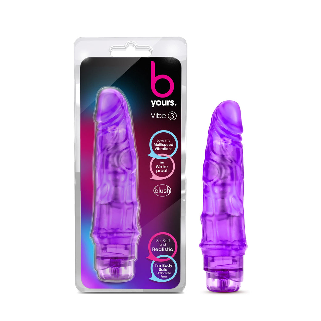 Blush B Yours Vibe 3 - Feels Real Realistic 7.75 Inch Vibrating Dildo - 1.75 In Width - Ipx7 Waterproof - Soft Flexishaft Bendab