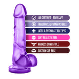 Blush B Yours Sweet N Hard 4 - Soft Realistic Lifelike 7 3/4 Inch Dildo - 1.5&quot; Wide - Sturdy Strap On Harness Compatible Suction Cup For Hands Free Play - Sex Toy For Women Couples - Clear Purple
