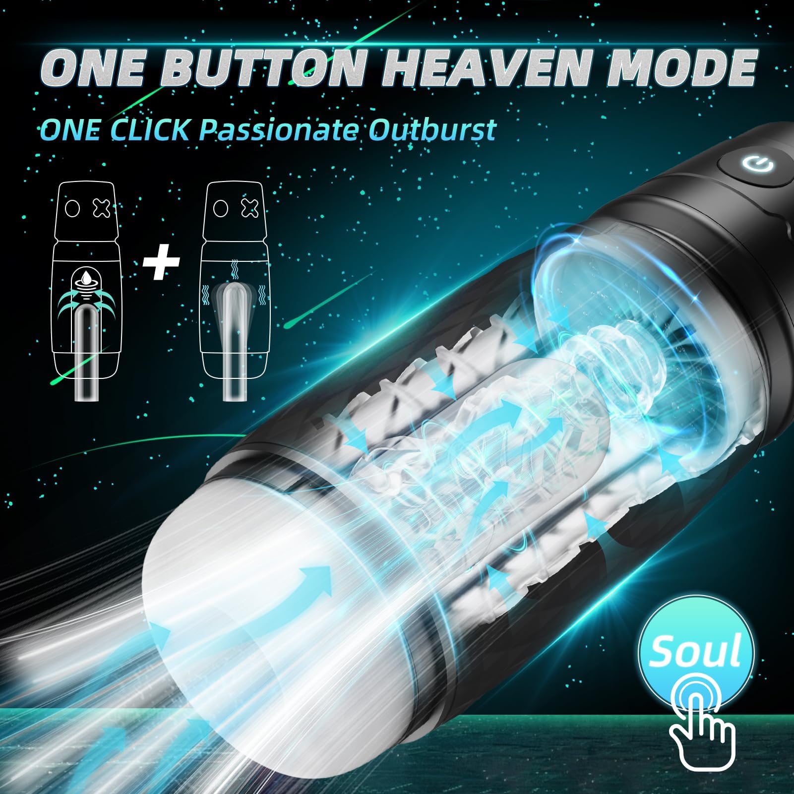 HABAKON Male Masturbator Sex Toys for Men - Male Sex Toy Penis Pump with 3 Suctions & 4 Vibrations, Mens Hands Free Masturbators