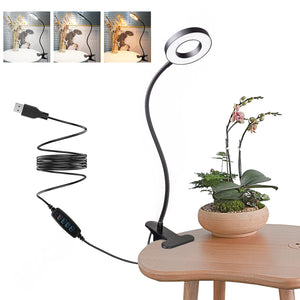 Swonuk Clip On Desk Lamps,48 Leds 360Flexible Gooseneck Reading Table Light,3 Color Modes, 10 Brightness, Usb Clamp Books Night