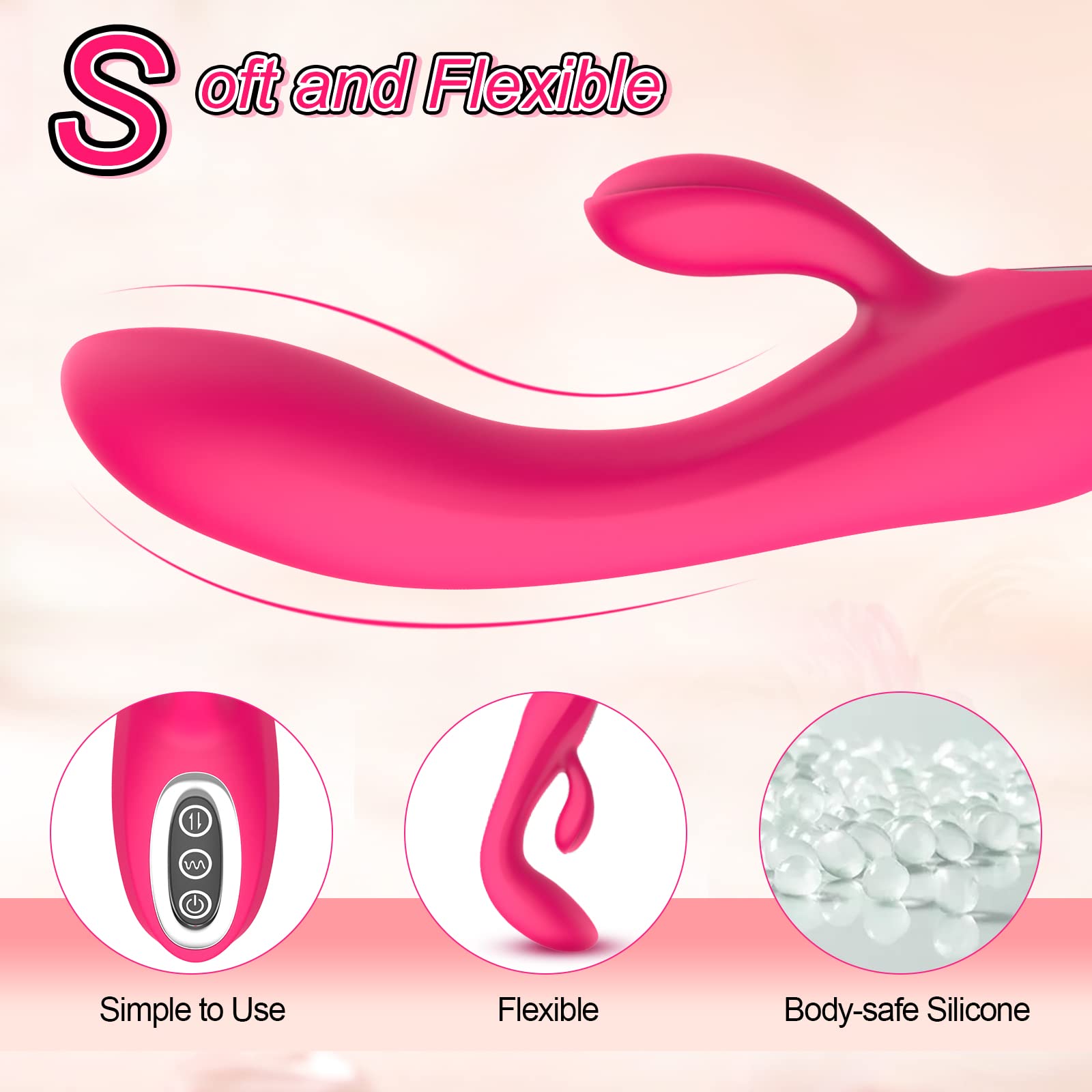 Rabbit Vibrator Sex Toys for Women - G Spot Clitoral Anal Dildo Vibrator with 7 Vibrating Modes & 3 Clit Speeds, Female Vibrator