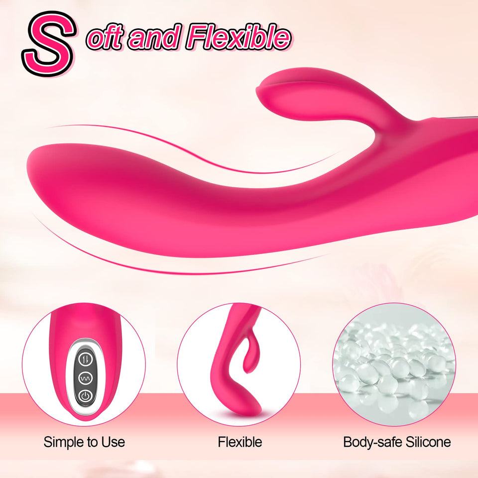 Rabbit Vibrator Sex Toys for Women - G Spot Clitoral Anal Dildo Vibrator with 7 Vibrating Modes & 3 Clit Speeds, Female Vibrator