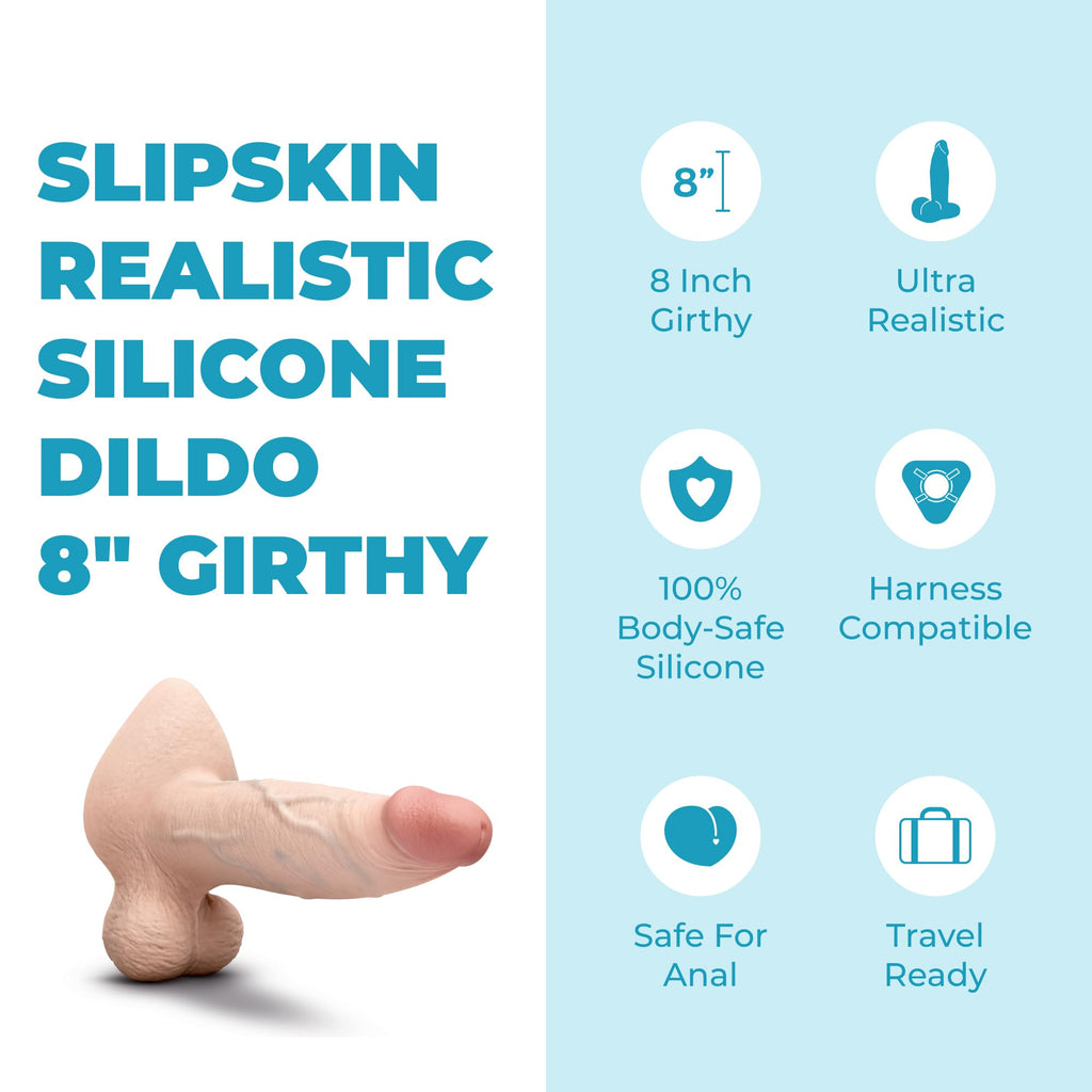 b-Vibe Slipskin Dildo 8in Girthy Cream