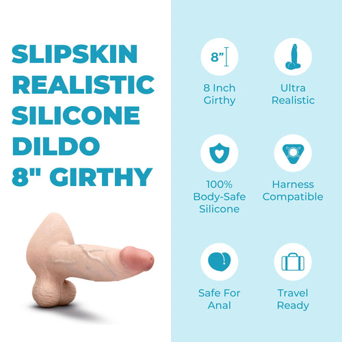 b-Vibe Slipskin Dildo 8in Girthy Cream