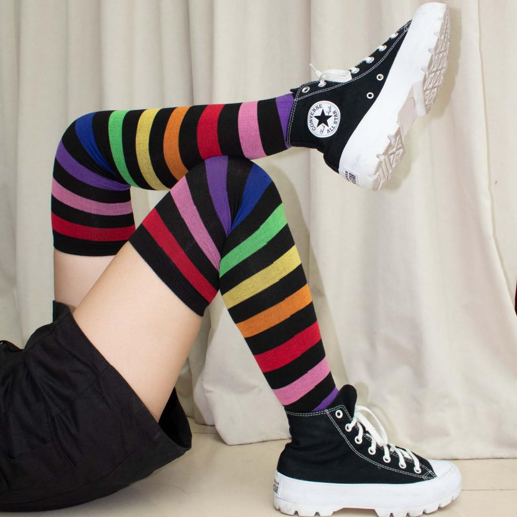 Acrylic rainbow stripe thigh h