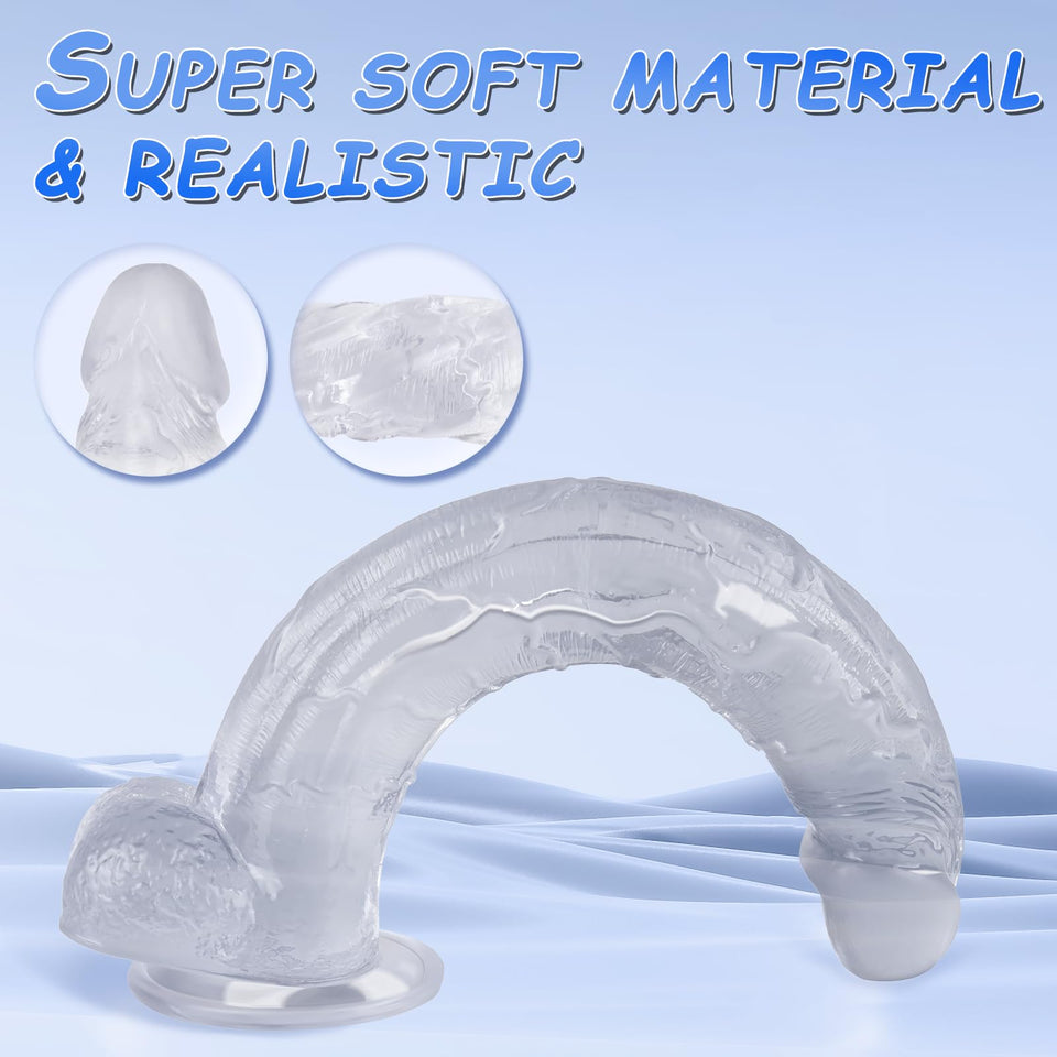 13 Inch Huge Realistic Clear Dildo Adult Sex Toys for Women, G Spot Anal Stimulation with Strong Suction Cup for Hands Free Play