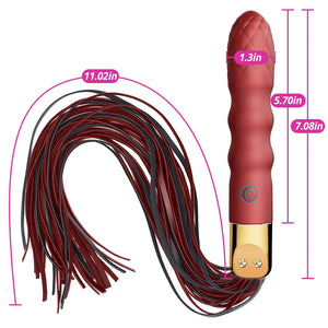 Romi Leather Sex Whip Spanking Flogger with Anal Vibrator 10 Vibrating Modes G Spot Massage Multifunction Pleasure Wands for Fet