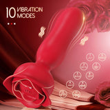 Rose Anal Vibrator Adult Sex Toy Anal Plug Vibrator, 10 Modes, Rechargeable Waterproof Remote Control Vibrating Stimulator Coupl