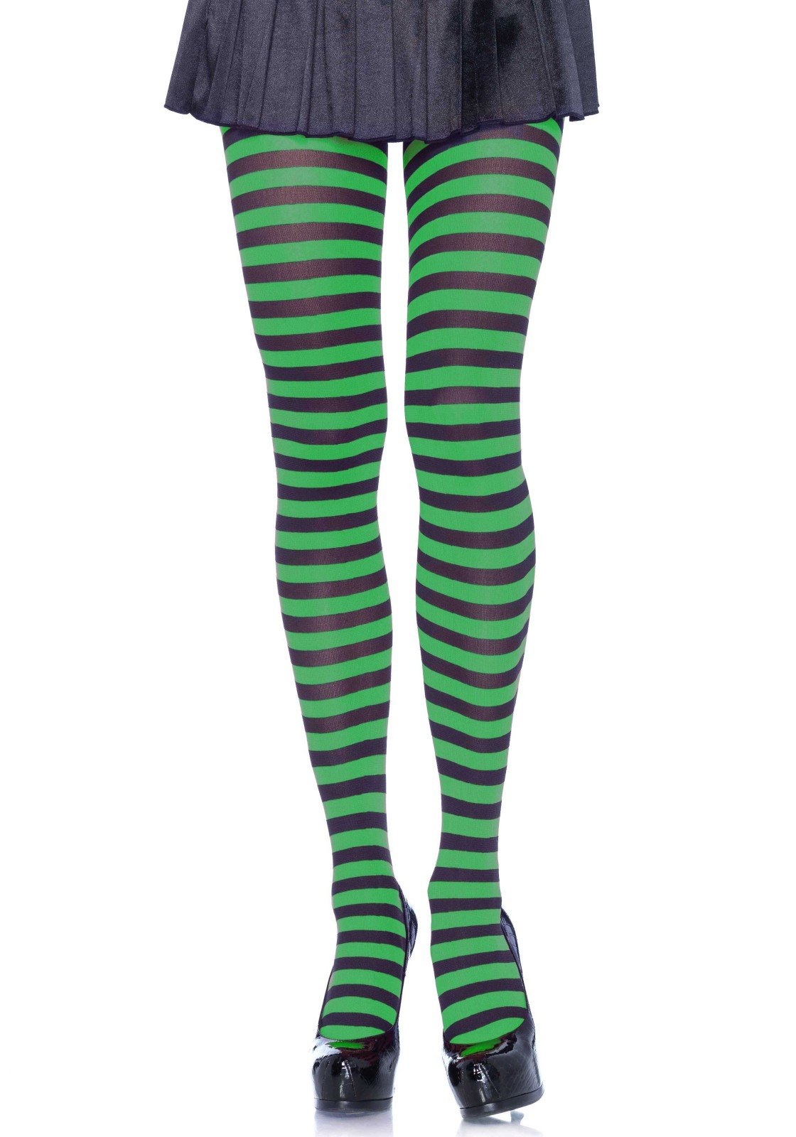 Nylon Stripe Tights O/S Black/