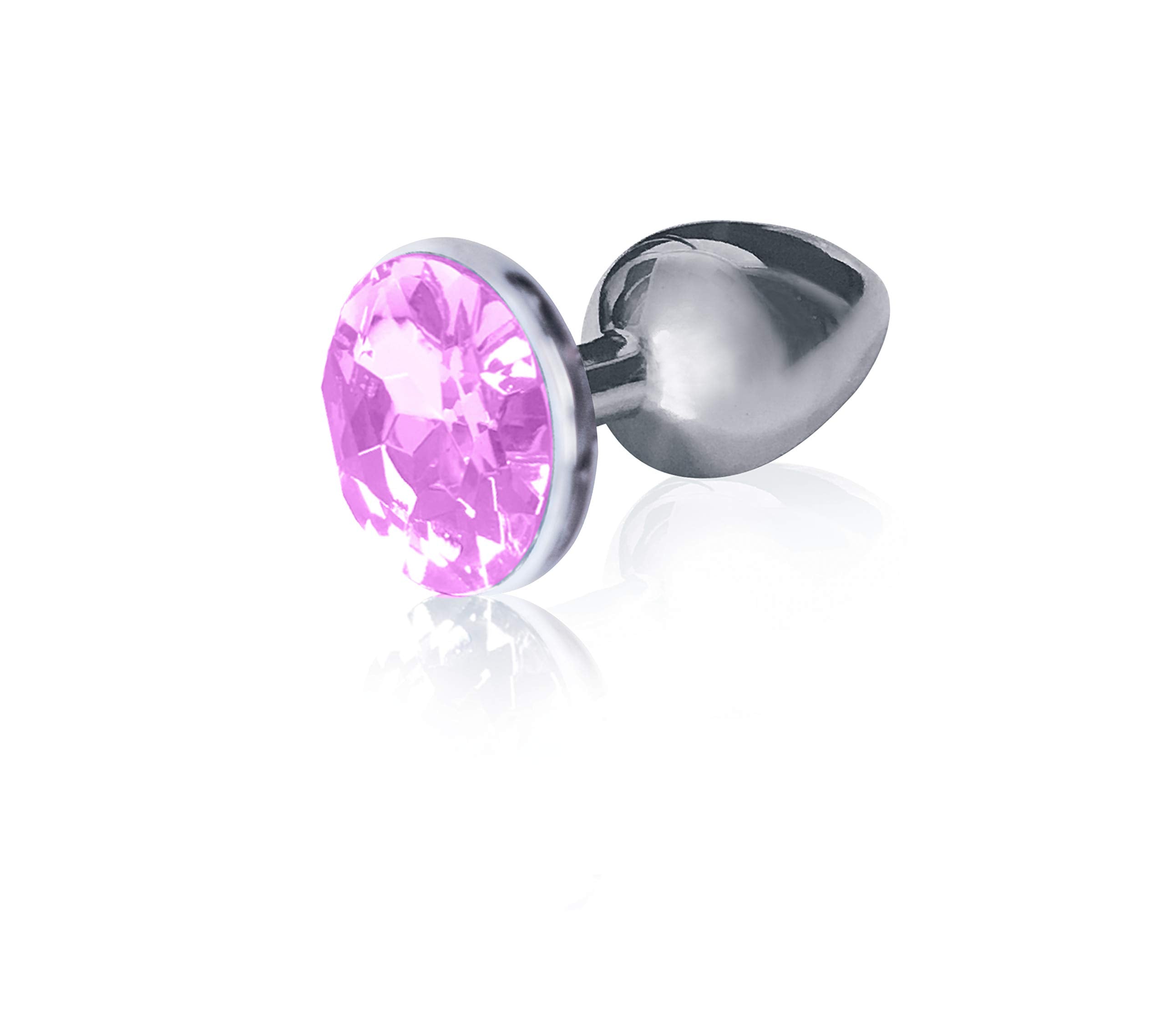 The 9s The Silver Starter Bejeweled Stainless Steel Plug w/Pink Jewel