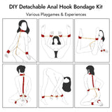 Anal Hook BDSM Sex Bondage - UTIMI Bed Restraint Kit with Adjustable Handcuffs Collar Ankle Cuffs Leather Furniture Restraint Se