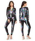 Tipsy Elves Form Fitting & Flattering Skeleton Bodysuit for Halloween - Womens Sexy Skeleton Costume - Iridescent Size Large