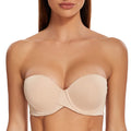 MELENECA Womens Stay Put Padded Cup with Lift Underwire Push Up Strapless Bras Beige 34B