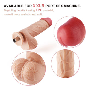 Sex Machine Attachments Toy 3XLR Lifelike Dildos, 3 XLR Connector Flexible Dildo with Balls for Thrusting Machines Accessories R