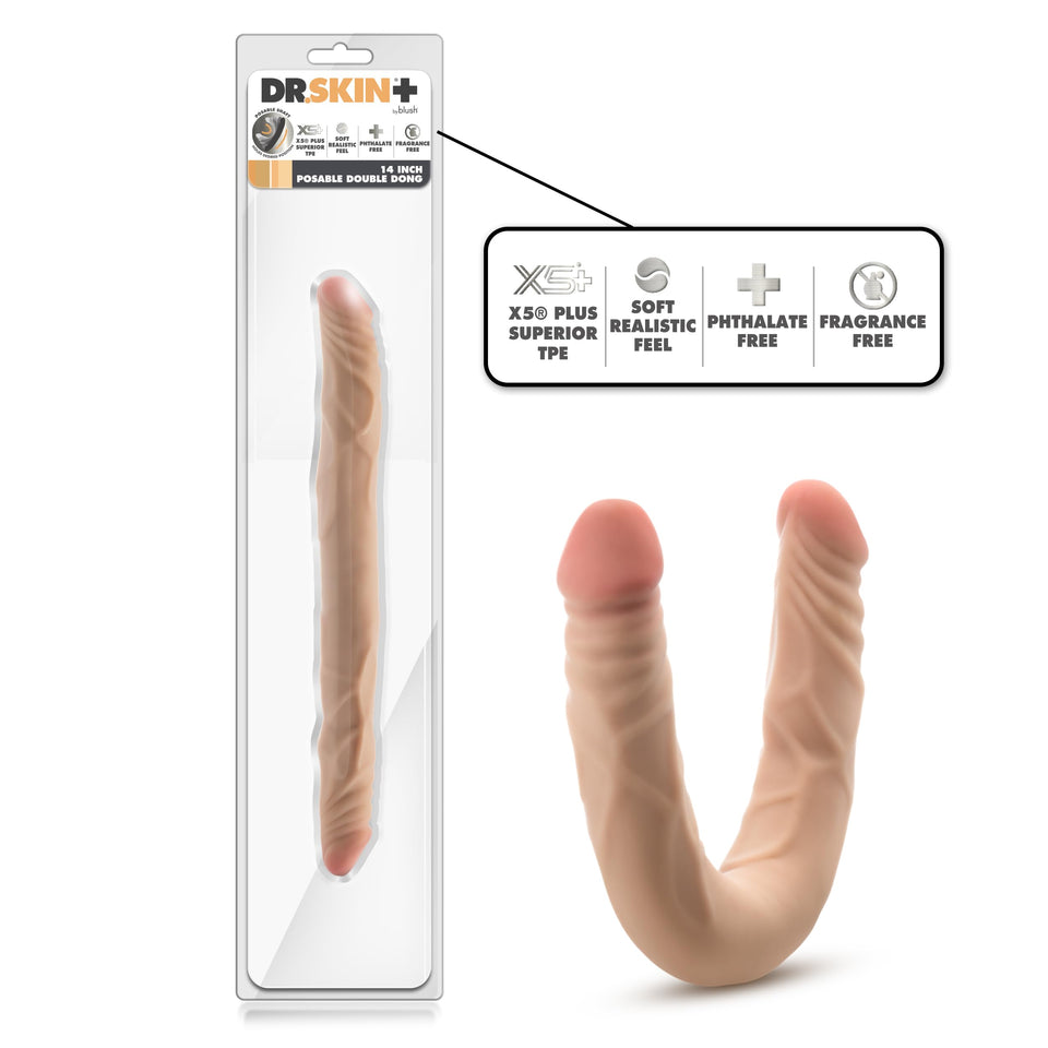 Dr Skin Plus - 14 Posable Double Dong - Beige ''