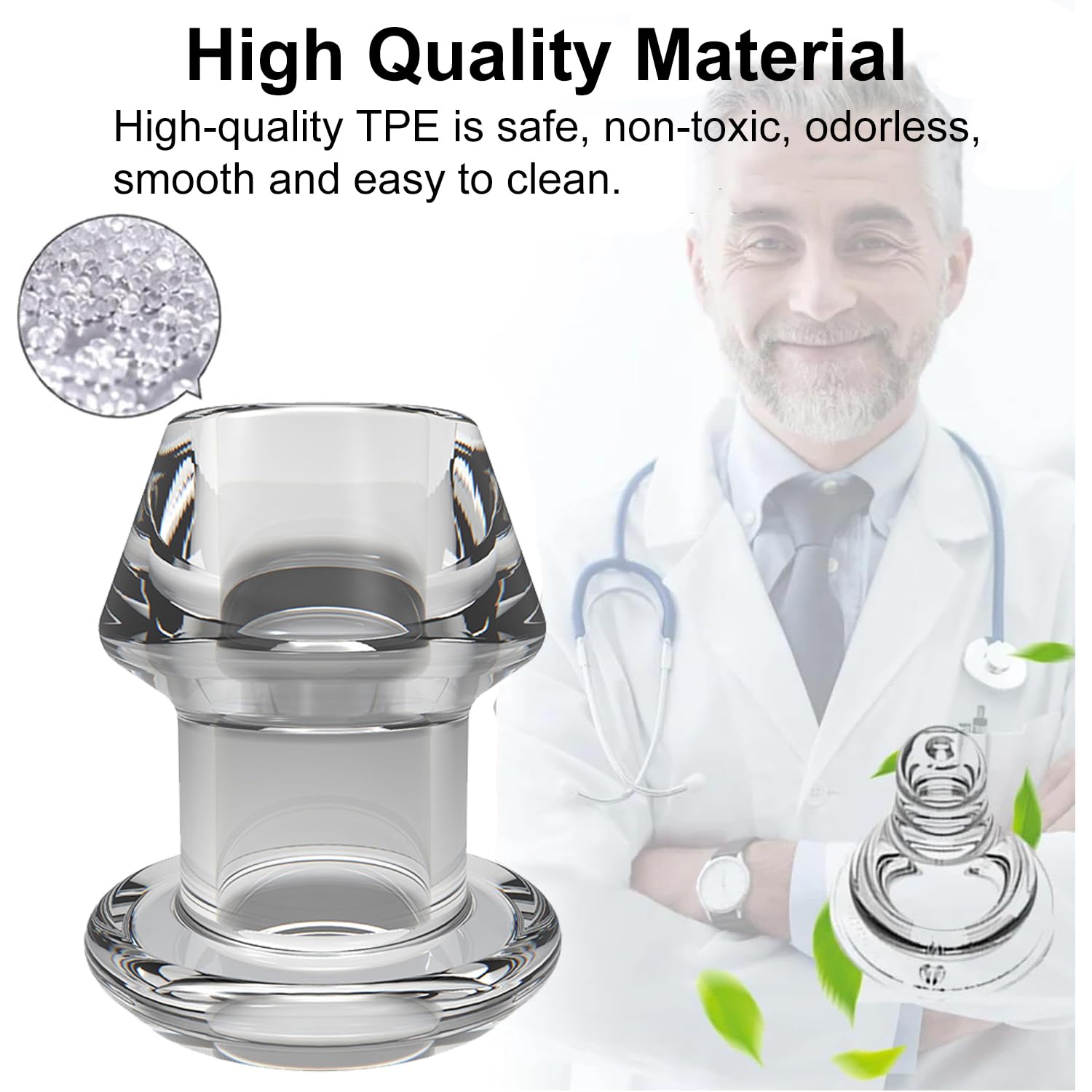 Tabuy Hollow Anal Plug Vaginal Dilator Speculum, TPE Transparent Anal Plug Anal Speculum Vaginal Stretcher Tunnel Anal Dilator B