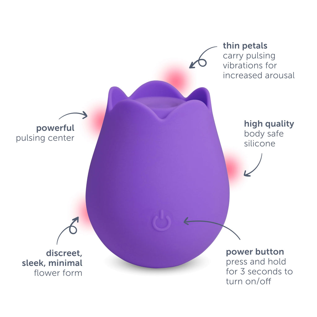 plusOne Rose Toy Vibrator for Women, Clitoral Stimulator Made of Body-Safe Silicone, Waterproof, USB Rechargeable and 10 Pulsing