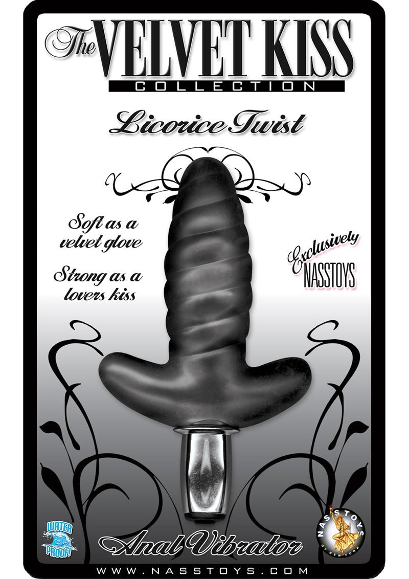 The Velvet Kiss Collection Anal Vibrator, Licorice Twist, Black