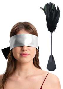 Sex Blindfold for Adult Play and Sex Black Horse Whip, BDSM Kit for Beginners, Sex Toys for Couples