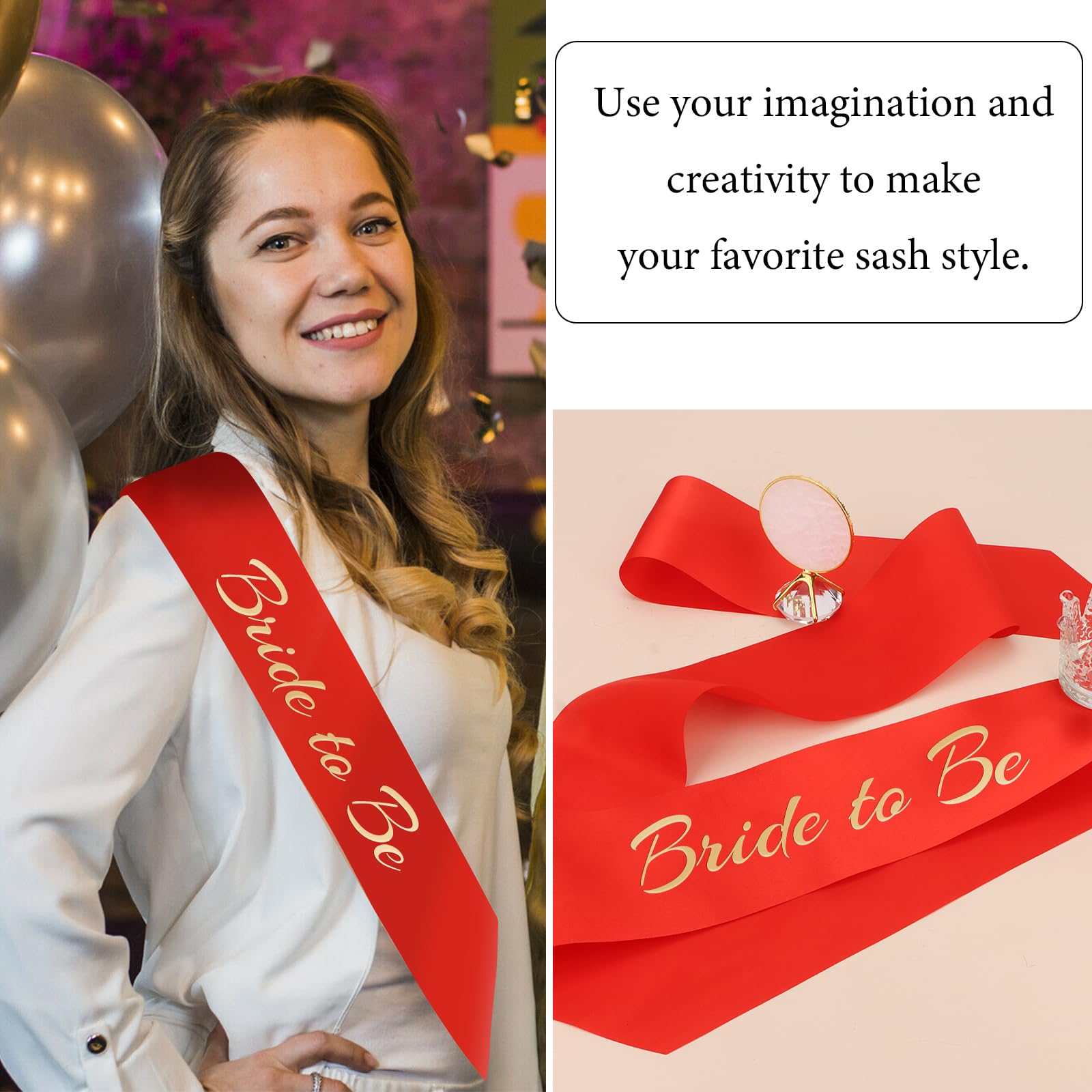 CIEHER Red Blank Sash, Birthday Sash, Bride to Be Sash, Plain Sash, Sashes for Pageants, Custom Sash, Prom Court Sash, Senior Sa