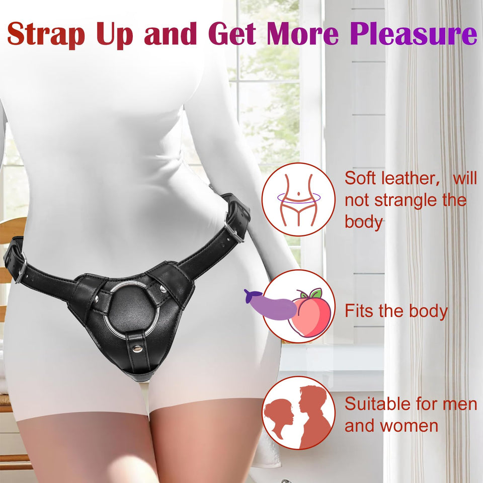 Strap On Dildo Harness Adult Sex Toys for Women Men Pegging Dildo, Adjustable Waist and Thigh Soft Nylon Vegan Leather Belt with
