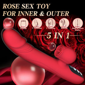 FUKRN Womens Sex Toys Thrusting Vibrator, Thrusting Dildo G Spot Vibrator Clitoral Stimulation Rose Sex Toy with 7 Licking & Thr
