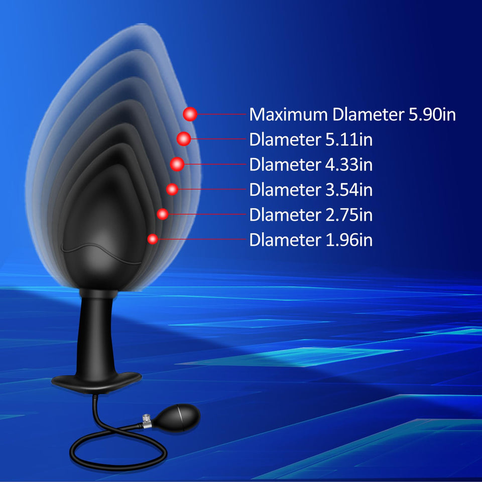 New Silicone Inflatable Anal Plug with Solid Shaft in The Center Body-Safe Silicone Anal Balloon Pump with Quick-Release Valve R