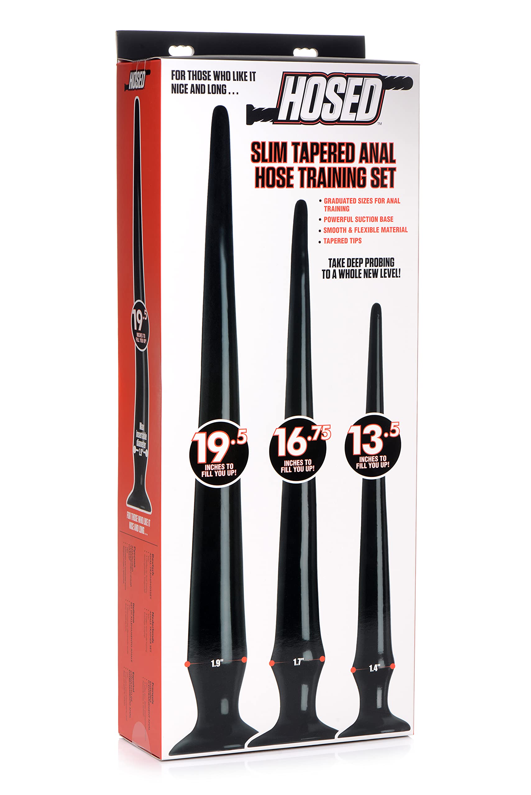 Slim Tapered Anal Hosed Training Set - 3-Piece Silicone Training Kit for Beginners to Advanced Users | Flexible, Long with Sucti