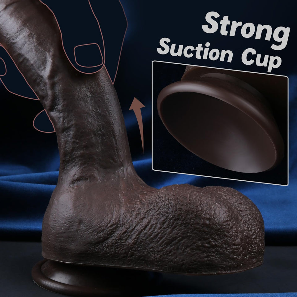 Sexgene 10.43 Inch Realistic Big Black Dildo Sex Toys, Feels Real Skin Huge Thick Dildo with Strong Suction Cup for Hands-Free,