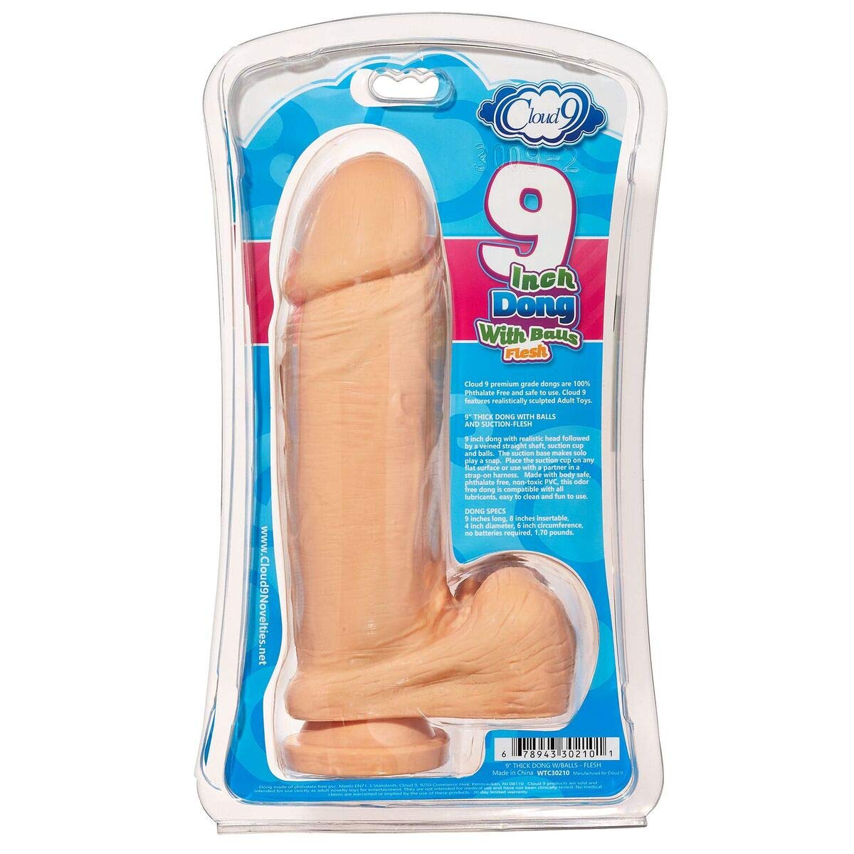 Cloud 9 Novelties Delightful Dildo With Realsitic Balls And Suction Cup, Flesh, 9 Inch, 1.9 Pound