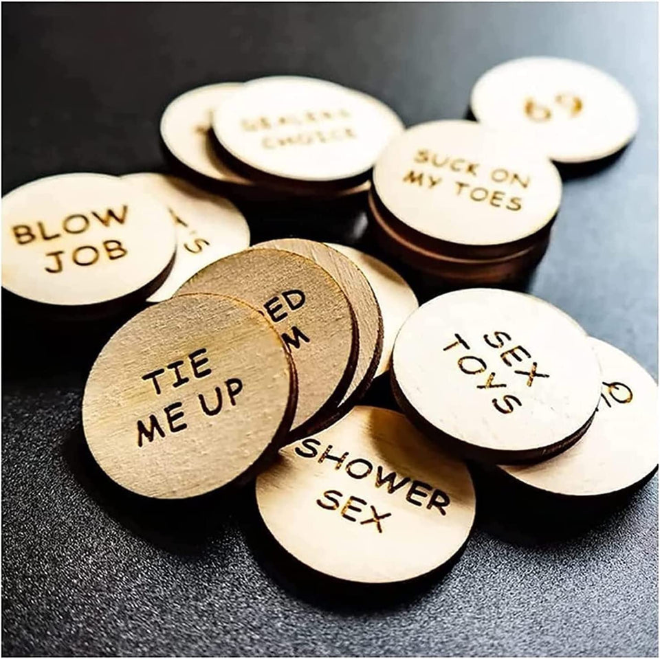 Thyggzjbs 20Pcs Date Night Activity Tokens,Funny Wooden Couples Romantic Funny Sex Token Gift for Couples (Round,Pack 3)