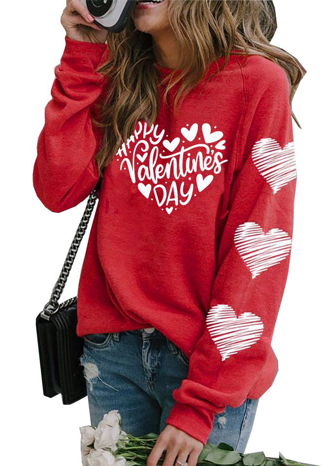 LLHXRUI Valentines Sweatshirt for Women Cute Heart Love Shirt Graphic Tees Raglan Long Sleeve Pullover Tops(Red-1,Medium)