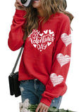 LLHXRUI Valentines Sweatshirt for Women Cute Heart Love Shirt Graphic Tees Raglan Long Sleeve Pullover Tops(Red-1,Medium)