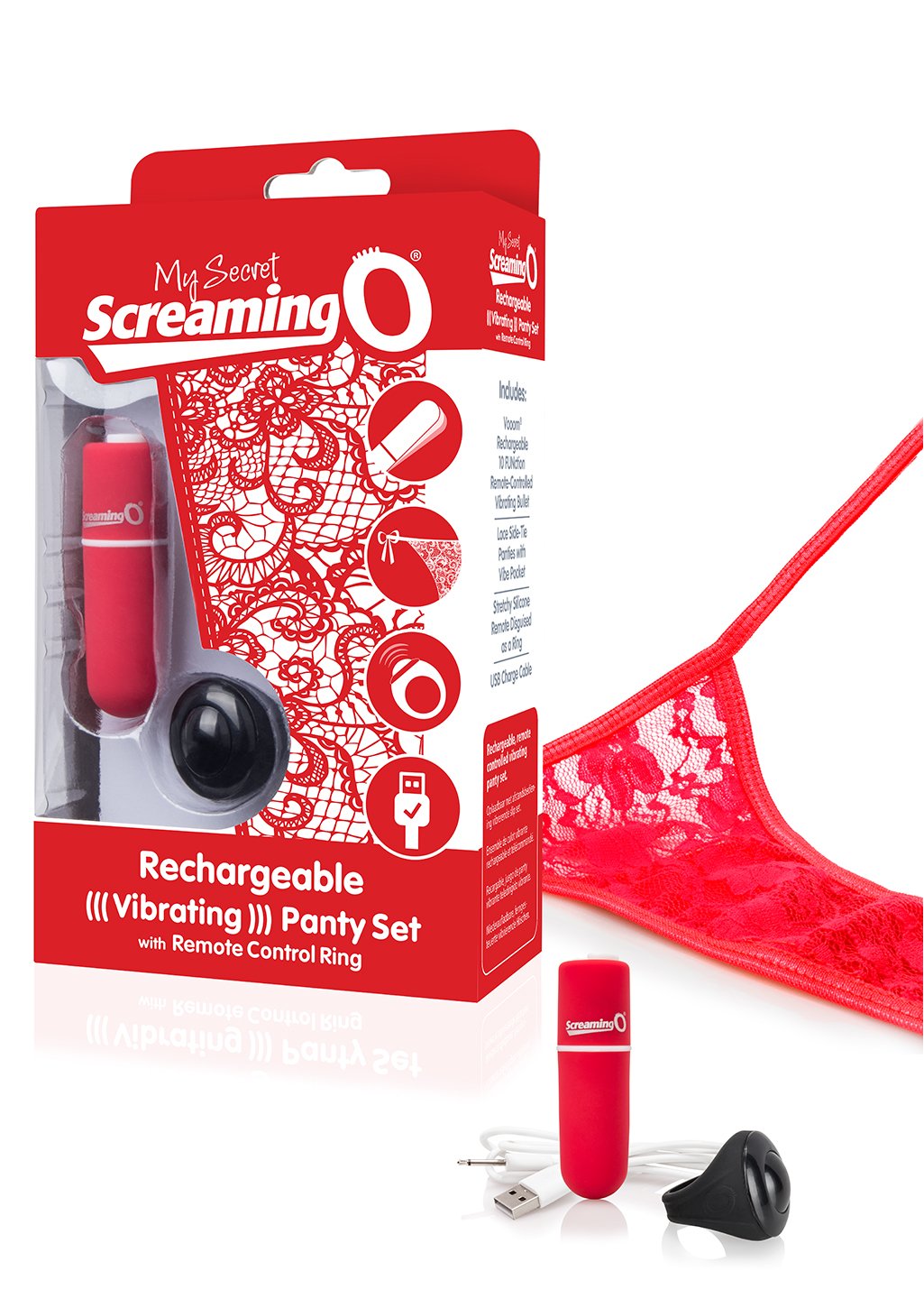 Screaming O My Secret Charged Remote Control Panty Vibe | Female Vibrator (Red)