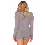 Brushed Rib Romper Long Johns - Sml/Med / Grey
