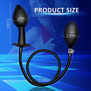 New Silicone Inflatable Anal Plug with Solid Shaft in The Center Body-Safe Silicone Anal Balloon Pump with Quick-Release Valve R