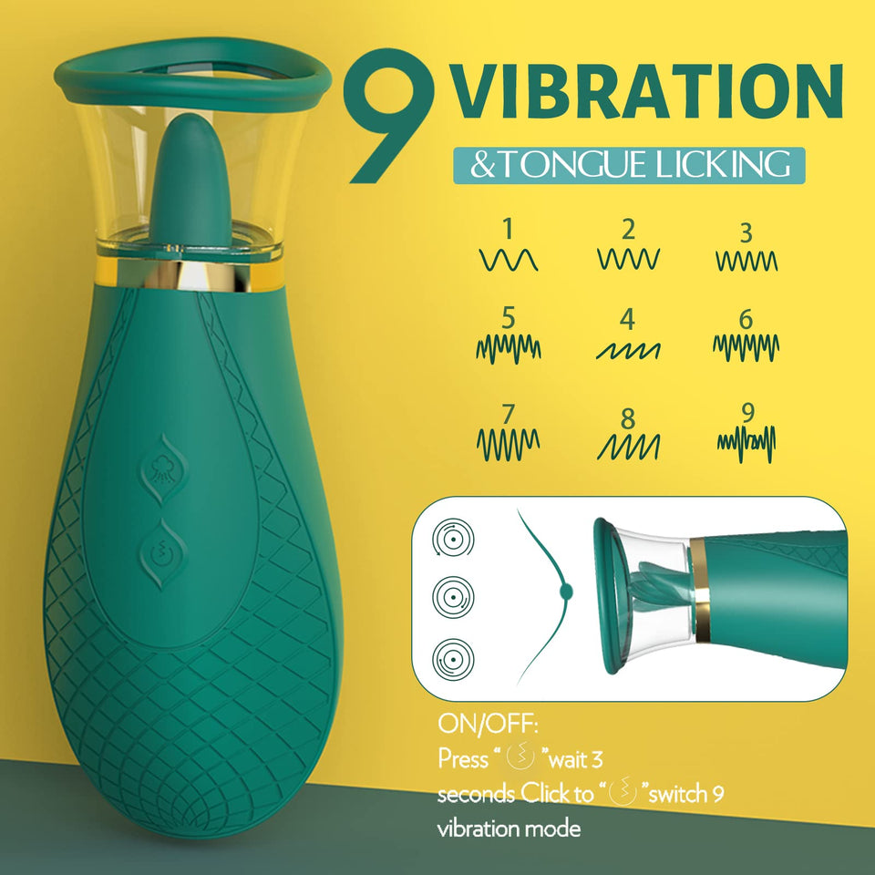 Jesbenna Clitoral Sucking Vibrator Sex Toys, 3 Sucking 9 Licking Modes Nipples Clit Sucker for Quick Orgasm, Tongue Vibrators Ad