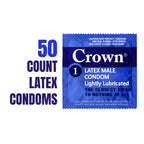 Crown Condoms - 50 Count - Lubricated Latex Condoms - Silkier, Thinner and Stronger (Pack of 50)