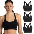 New Balance 3 Pack Seamless Sports Bras for Women, Cami Keyhole Breathability, Gym Sports Bra, Yoga Workout Set, Black, M