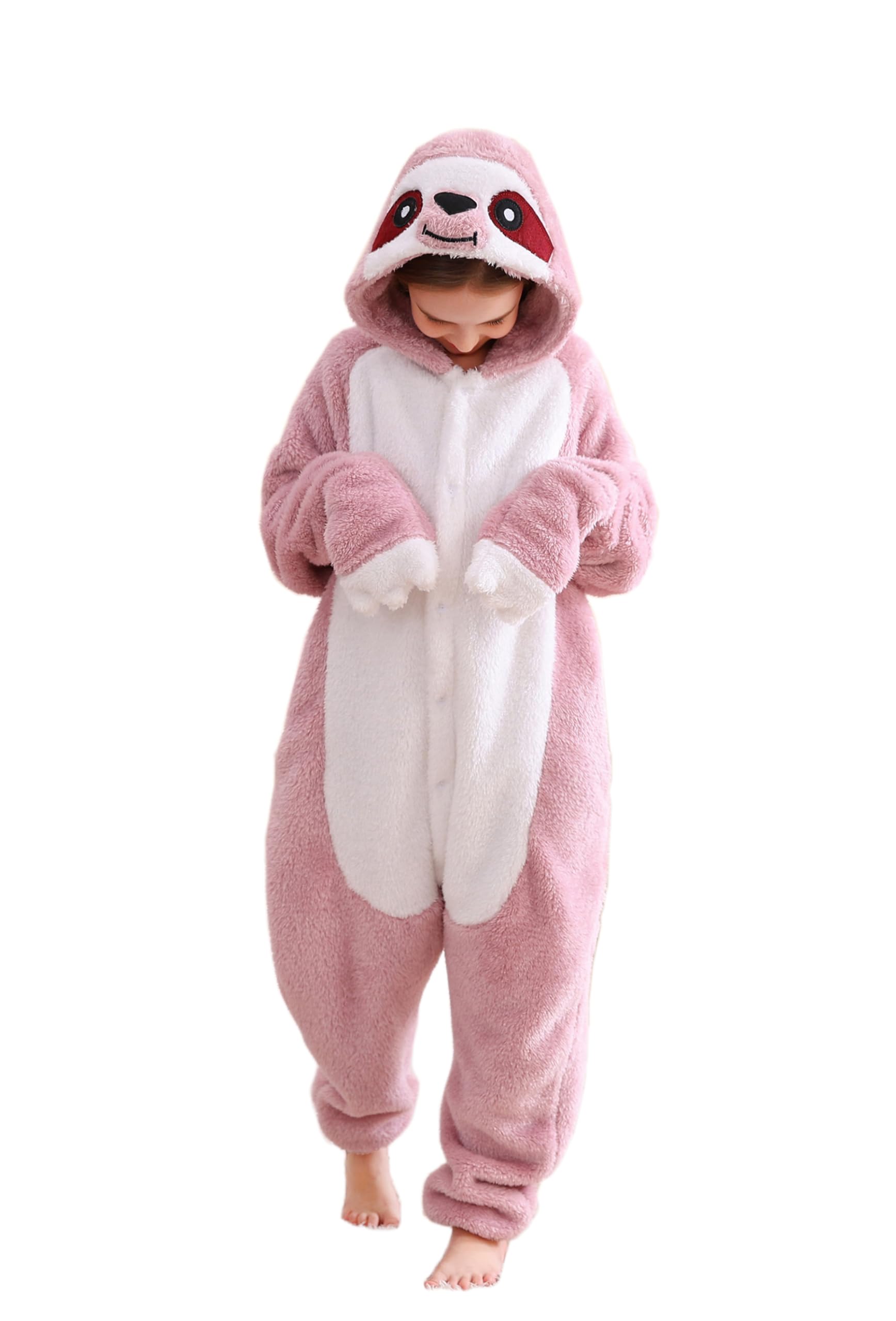 CuteOn Pink Sloth Onesie Kids Animal Pajamas for Boys Girls Halloween Christmas Costume Height for 150cm
