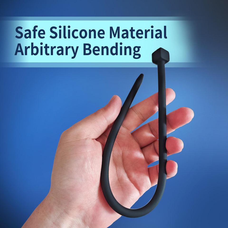 Beauty7 5PCS Extra Long 14'' Urethral Sound Plug Cube Shaped End Urinary Dilator Expander Silicone Men Male Urethra Prostate Bla