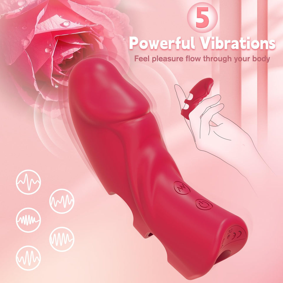 Finger Vibrator Mini Sex Toy for Women - G Spot Vibrator Nipple Clitoral Stimulator with 5 Vibrations - Quiet Pocket Vibrator Ad