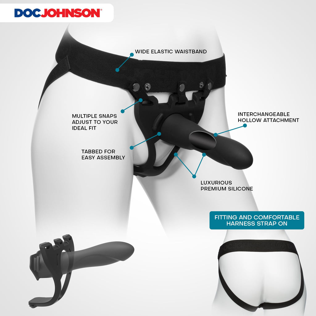 Body Ext Hollow Lrg Strap-On 2pc Set Blk