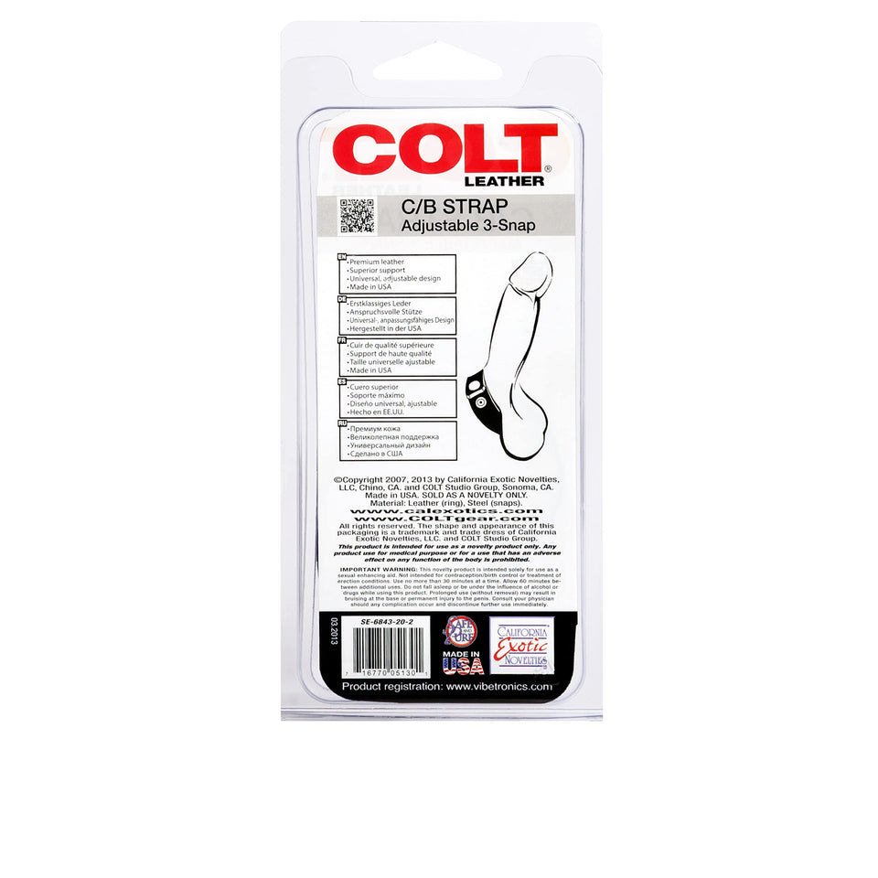 Calexotics Colt Adjustable 3-Snap Leather Strap