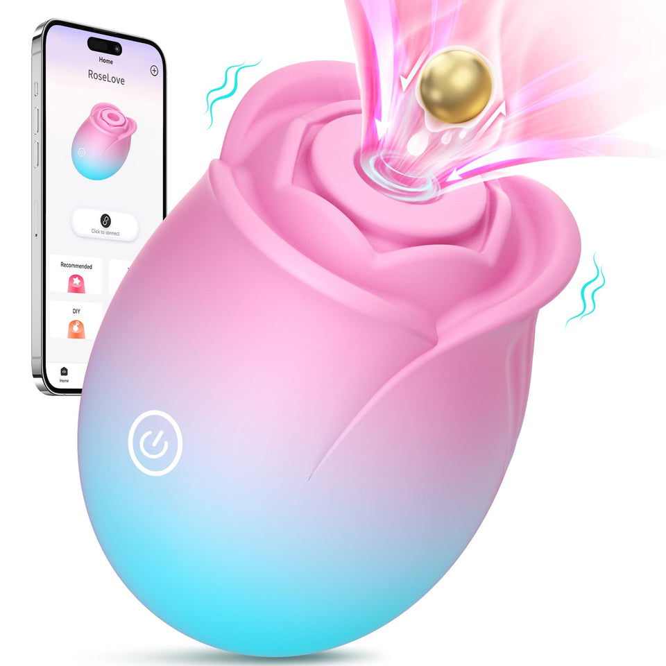 Gasevimo Vibrator Sex Toy Adult Toys - APP Control Rose Sex Toy Adult Toy with 9 Sucking & Vibrating Modes for Women Nipple Toys