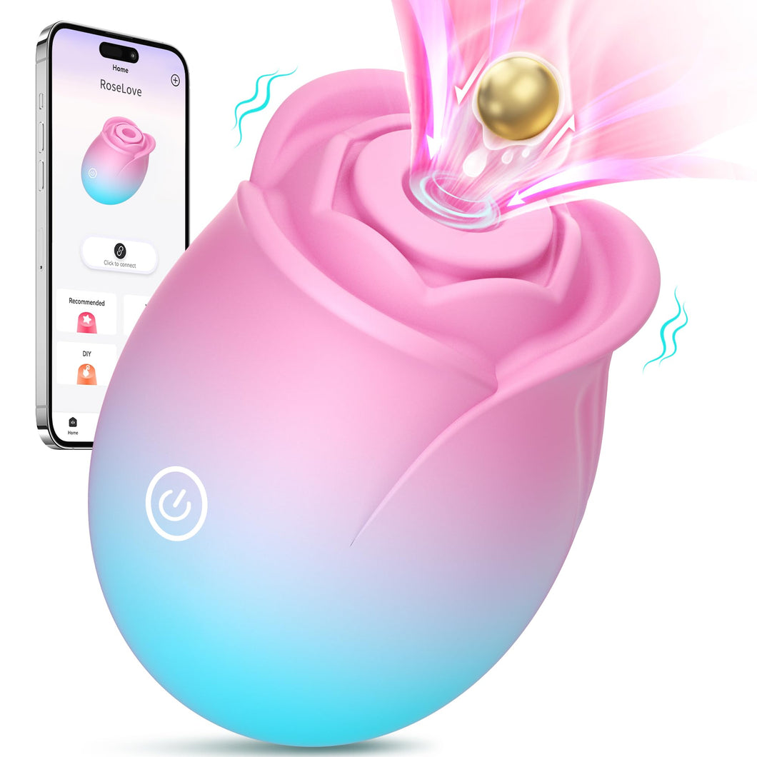 Gasevimo Vibrator Sex Toy Adult Toys - APP Control Rose Sex Toy Adult Toy with 9 Sucking & Vibrating Modes for Women Nipple Toys