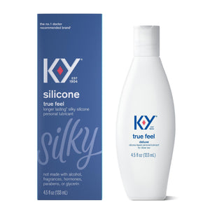 Silicone Lube K-Y True Feel 4.5 Fl Oz, Deluxe Personal Lubricant For Couples, Men, Women, Pleasure Enhancer, Vaginal Moisturizer, Hormone & Paraben Free, Latex Condom Compatible, Safe For Anal Sex