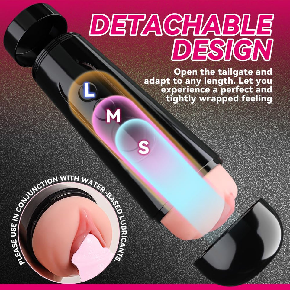 Aiccos Male Masturbator Cup, Quiet Adult Sex Toys for Men Realistic Pocket Pussy Vagina Textured with 7.5in Depth Lifelike Soft
